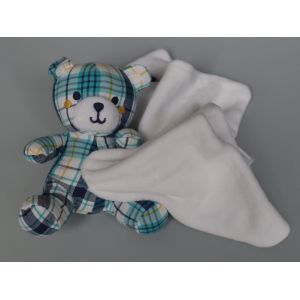 Doudou Ours Bleu Mouchoir Blanc Sergent Major - Occasion