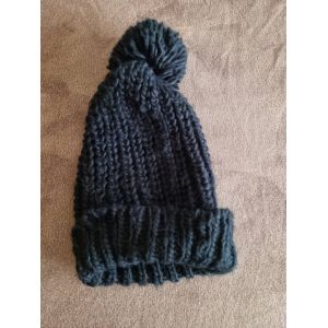 Bonnet À Maille Noire Pompom - Occasion