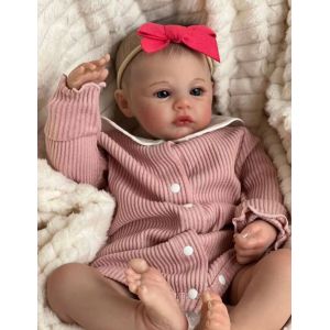 Poupée Reborn Fille Yeux Bleus Réaliste Nouveau-né Vrai Poupée De Bébé 45cm - Occasion