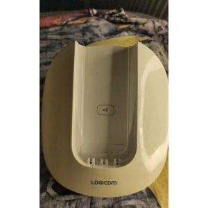 Base de recharge du t&eacute;l&eacute;phone fixe sans fil num&eacute;rique Logicom Manta 100 blanc base seule compl&egrave;te avec c&acirc;bles et chargeur pour compl&eacute;ter une installation existante ou remplacer un mat&eacute;riel d&eacute;fectueux - Occasion