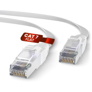 Plat Cat 7 Câble Ethernet 30m, Cuivre Pur Haut Debit Reseau LAN Cable Ethernet Cat 7 Pour Connexion Internet Rapide & Fiable | Cat7 RJ45, AWG24, SFTP, 100% Cuivre Cable (30 Mètres, Blanc) - Occasion