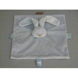 Doudou Lapin Plat Carr&eacute; Bleu Ciel Lapidou 27 Cm Nattou - Occasion