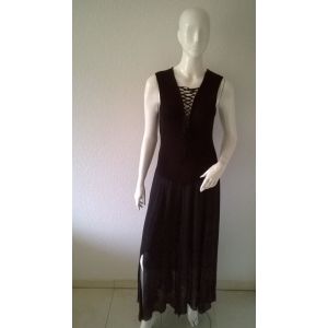 Robe Chic Longue Bi-Matière Noire Sans Manches Aldo Martin's Taille 38/40 - Occasion