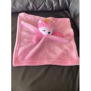 Doudou plat rose renard couronne fleur NINGBO HONG LING 26*26cm - Occasion