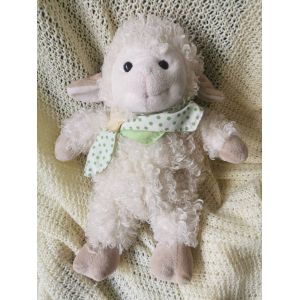 Doudou Peluche Mouton Blanc Ecru Beige Frisé Bandana Vert Pois Fleurs Gifts From Ireland - Occasion