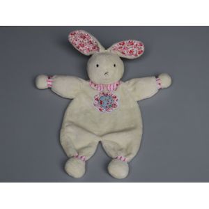 Doudou Lapin Plat Blanc Fleurs Jellycat - Occasion
