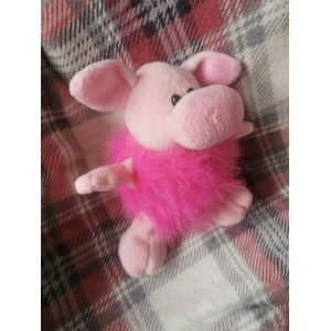 Doudou Peluche Cochon Rose Boule Poils Longs Cmp - Occasion