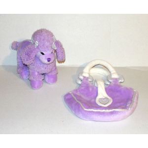 Chien Caniche Rose Gipsy Peluche Doudou Chien Avec Son Sac De Transport - Occasion