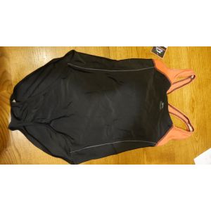 Maillot De Bain 1 Pi&egrave;ce Slazenger Noir/Corail 13 Ans Neuf - Occasion