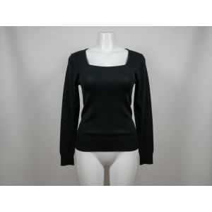 Pull Fin Noir Taille M Encolure Carr&eacute;e Tricot Knit Tr&egrave;s Belle Qualit&eacute; - Occasion