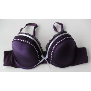 Soutien-Gorge Satin Violet Et Blanc. Push Up. Taille 90 B - Occasion