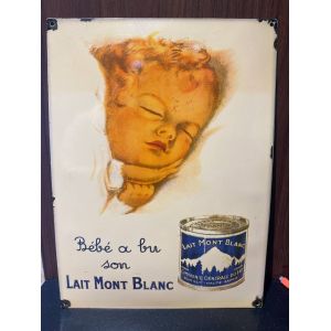 Plaque publicitaire d&eacute;corative en m&eacute;tal &ndash; Lait Mont Blanc &ndash; style r&eacute;tro - Occasion