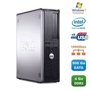 PC DELL Optiplex 760 DT Intel Dual Core E5200 2,5Ghz 4Go DDR2 500Go SATA Win 7 - Occasion