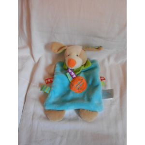 Babynat Doudou Chien Collection Les Zetik T Doudou D'amour Plat Bleu Orange Beige Vert Etiquette Coeur Baby Nat Bn751 Bn 751 - Occasion