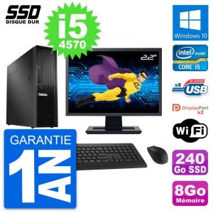 PC Lenovo P300 SFF Ecran 22" Intel i5-4570 RAM 8Go SSD 240Go Windows 10 Wifi - Occasion