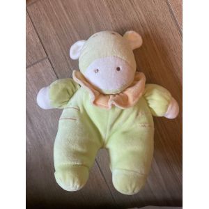 Doudou peluche z&egrave;bre &acirc;ne vache tex baby vert hochet doudou - Occasion
