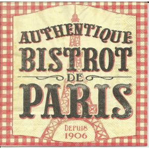 Lot De 2 Serviettes D&eacute;co Papier: Authentique Bistrot De Paris - Occasion