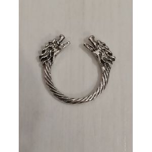 Bague M&eacute;tal Argent&eacute;,Double T&ecirc;te De Dragon,Bague Ouverte,Taille 16.56 Mm - Occasion