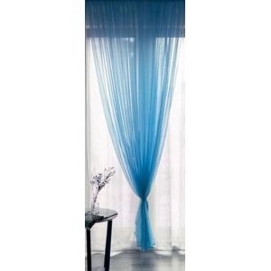 Rideau Voilage Double Panneau Bicolor Bleu Et Blanc Anneaux Fixation Oeillets Pour Fenetre Porte Fenetre Baie Vitrée 240x140 Azur White - Occasion