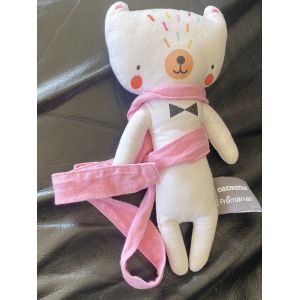 Doudou peluche chat blanc orchestra premaman foulard noeud noir 20cm - Occasion