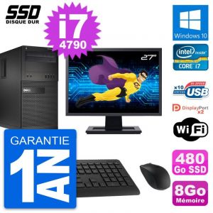 PC Tour Dell XE2 MT Ecran 27" Intel i7-4790 RAM 8Go SSD 480Go Windows 10 Wifi - Occasion