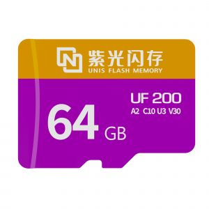 Carte Micro SD UF200 64 Go avec vitesse de lecture de 180 Mo/s, homologuée A2/C10/U3/V30 pour smartphones, caméras USB-C, drones, PS5 et systèmes de sécurité - Occasion