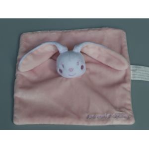 Doudou Lapin Plat Rose Blanc Kimbaloo - Occasion