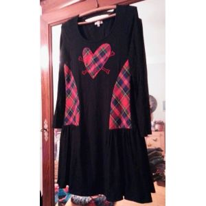 Robe Noire Motifs Écossais Coloré 16 Ans Junior Gaultier. - Occasion
