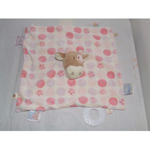 VACHE NOUKIES NOUKIE S DOUDOU PLAT ROSE BEIGE ETIQUETTES ANNEAU - Occasion