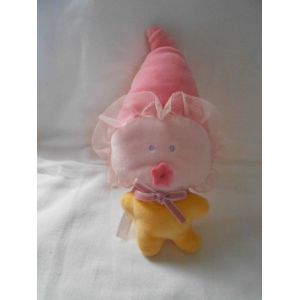 Lutin Peluche Doudou Poupee Bebe Sucette Tetine Fleur Corolle Hochet Grelot Jaune 30 Cm Avec Long Bonnet Ruban Velours Rose Tulle 2004 - Occasion