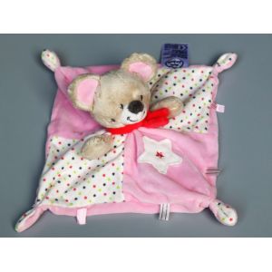 Doudou Souris Plat Rose Blanc Étoiles Mots D'enfants - Occasion