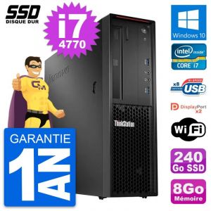 PC Lenovo ThinkStation P300 SFF Intel i7-4770 RAM 8Go SSD 240Go Windows 10 Wifi - Occasion