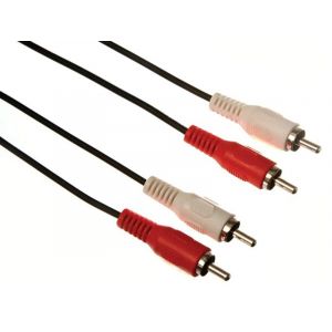 CABLE 2 RCA MALE VERS 2 RCA MALE FICHES SURMOULEES REPEREES LONGUEUR 1.5 METRE - Occasion