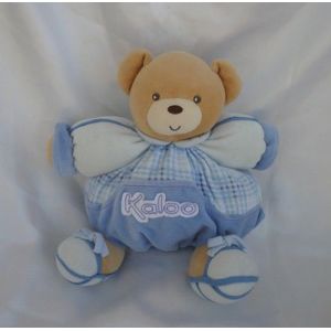 Doudou Peluche Boule Ours Bige Bleu Carreaux Kaloo - Occasion