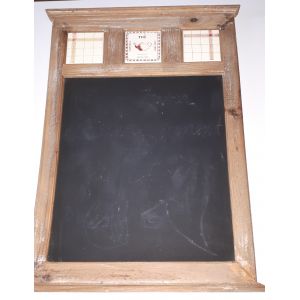 Tableau noir décoratif style ardoise pour liste de courses ou messages de bienvenue - modèle vintage Mémo Ceylan - 3 vignettes céramique dans le haut - avec fixation murale - Occasion