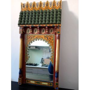 Ancien miroir marocain En bois &agrave; tr&egrave;s bon &eacute;tat art d&eacute;co murale maison - Occasion