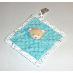 Doudou Ours Tom Et Kiddy Bisous D'ange Model Bleu Mouchoir Gaufré Étoile - Occasion