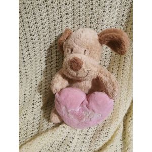 Doudou Peluche Chien Beige Marron Coeur Rose Love Nicotoy - Occasion