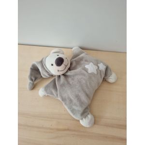 Doudou Ours Blanc Gris Étoiles Bout'chou Monoprix - Occasion