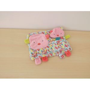 Doudou Cochon Rose Fleurs Mots D'enfants - Occasion