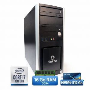 TERRA PC System i7-10700 16Go DDR4 NVMe 512Go + HDD 1To Windows 11 Pro - Occasion