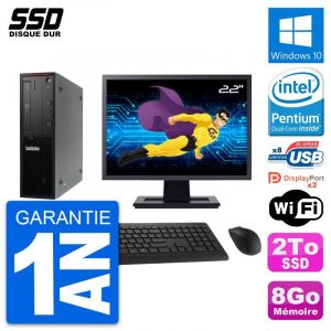 PC Lenovo ThinkStation P300 SFF Ecran 22" G3220 RAM 8Go SSD 2To Windows 10 Wifi - Occasion