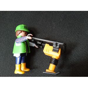 Playmobil 3271 - Ouvrier Et Dameuse - Occasion