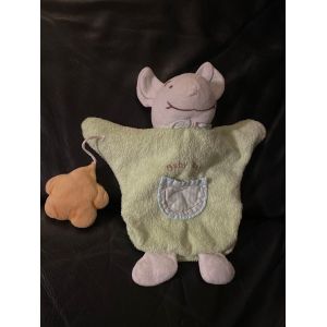 Souris Baby Nat' Doudou Marionnette Verte &Eacute;toile Orange 27cm - Occasion