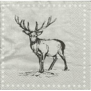 Lot De 2 Serviettes Déco Papier: Coup De Crayon Pour Un Cerf - Occasion