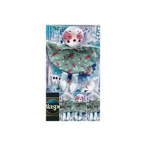 Doudou B&eacute;b&eacute; Plat avec T&ecirc;te Peluche &iquest; Motif Feuilles &iquest; Bleu et Vert - Occasion