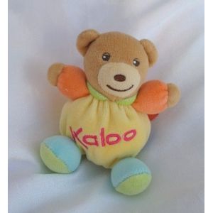 Doudou Mini Ours Jaune Bleu Orange Col Vert Kaloo - Occasion