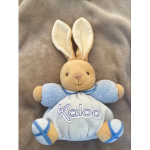 Peluche Doudou Lapin Boule Kaloo Bleu 2 Tons 16/27 Cm - Occasion