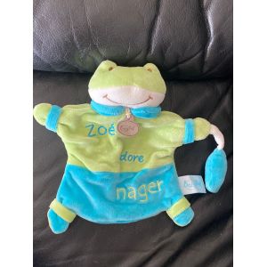 Doudou Marionnette Zoé Adore Nager - BABYNAT Alphabet Vert et bleu 26cm - Occasion
