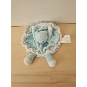 Doudou Ours Bleu Blanc Rond Kimbaloo - Occasion